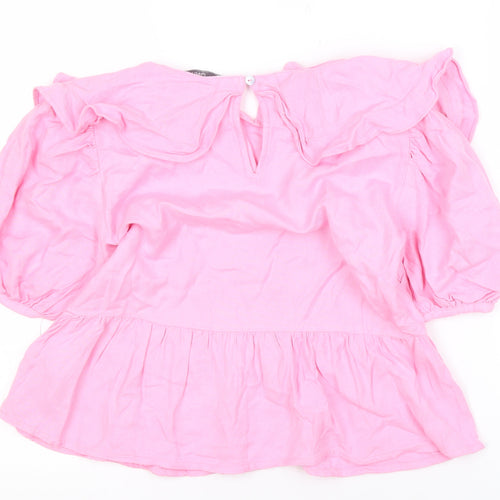 ONLY Women's Pink Blouse - Puff Sleeves, Size 6