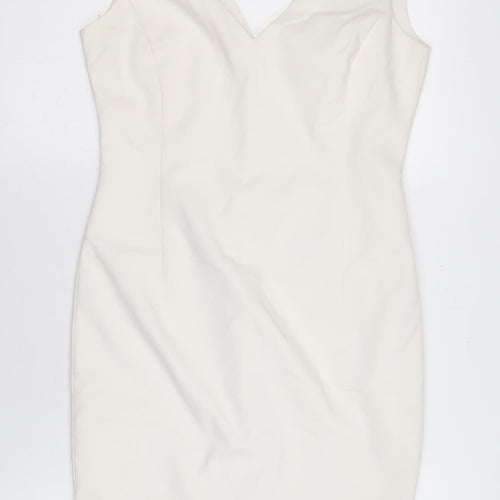 Zara Basic Ivory Sheath Dress Women Size 12