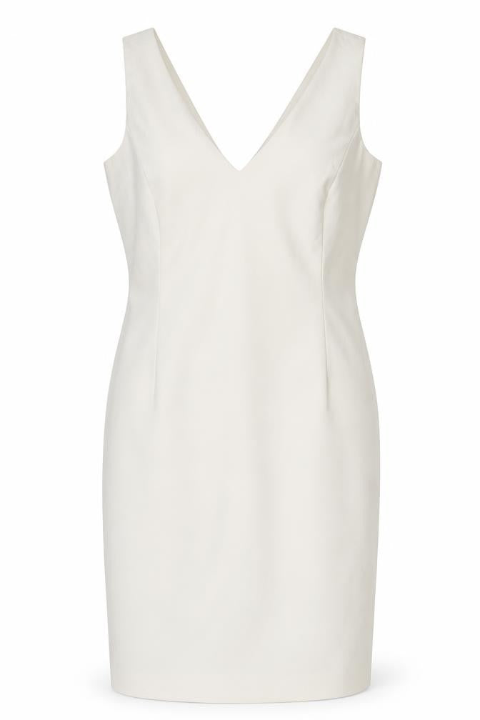 Front view of Zara Basic Ivory Sheath Dress Women, size 12