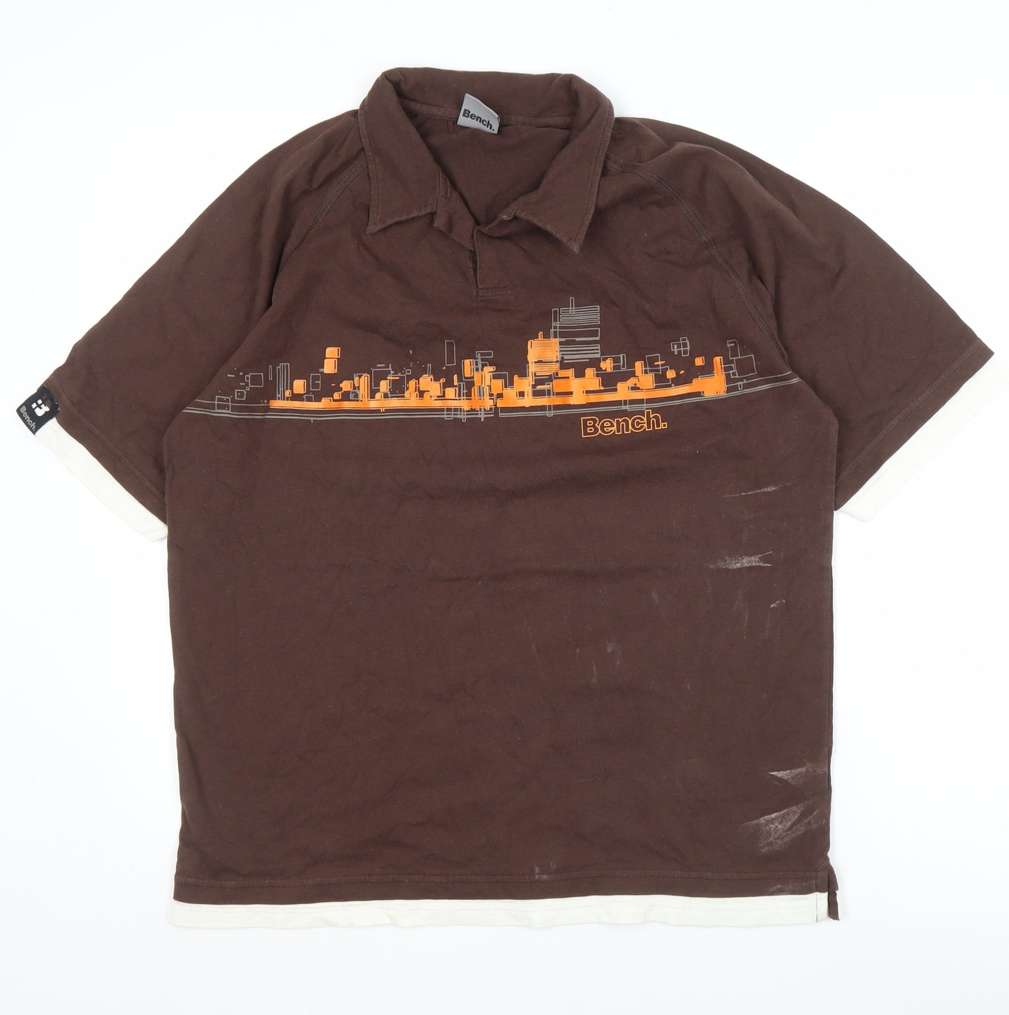 Bench Men's XL Brown Graphic Print Polo Shirt