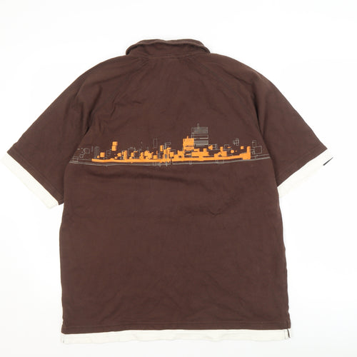 Bench Men's XL Brown Graphic Print Polo Shirt