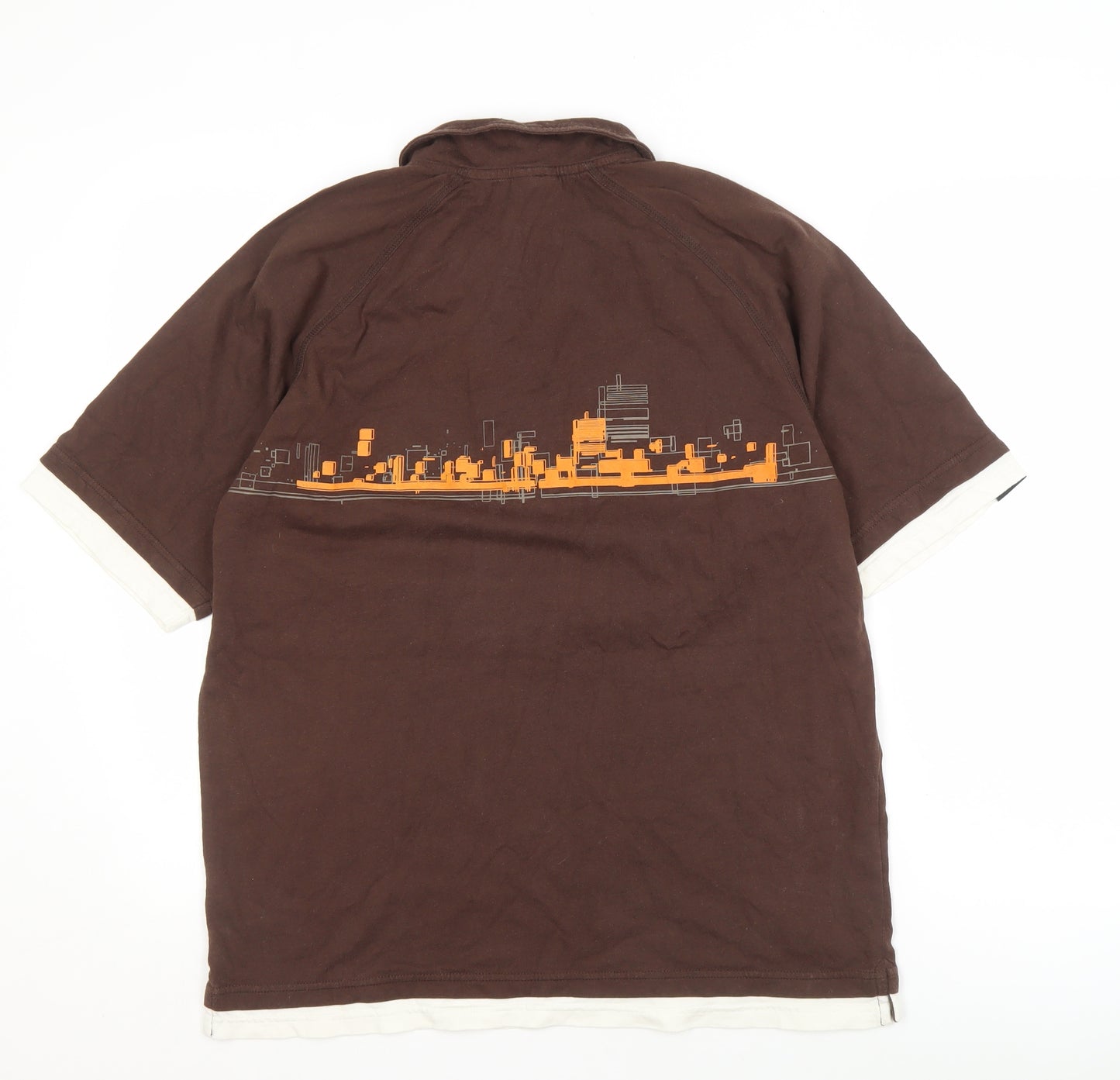 Bench Men's XL Brown Graphic Print Polo Shirt