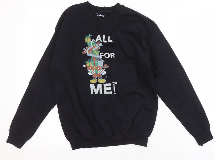 Disney Unisex Kids Black L Mickey Mouse Christmas Sweatshirt