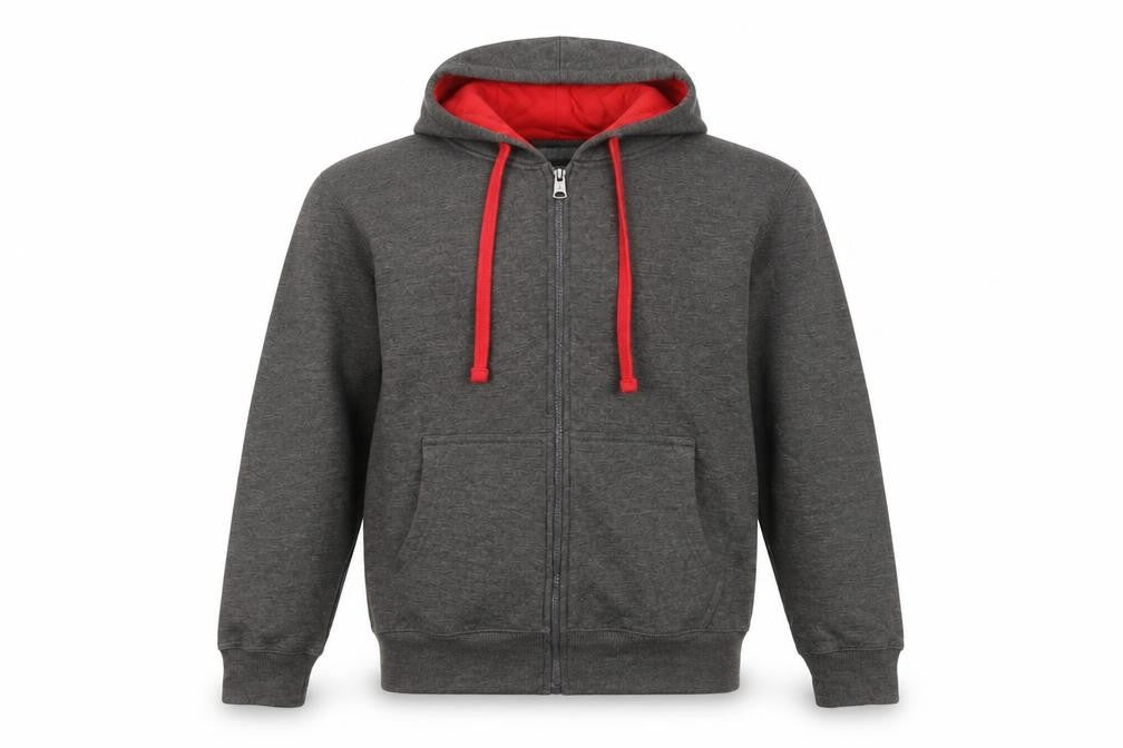 Front view of British-Eagle Men's Grey Full Zip Hoodie S