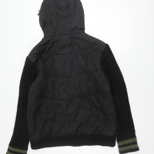 Matalan Men's Black Puffer Jacket M Hooded Winter