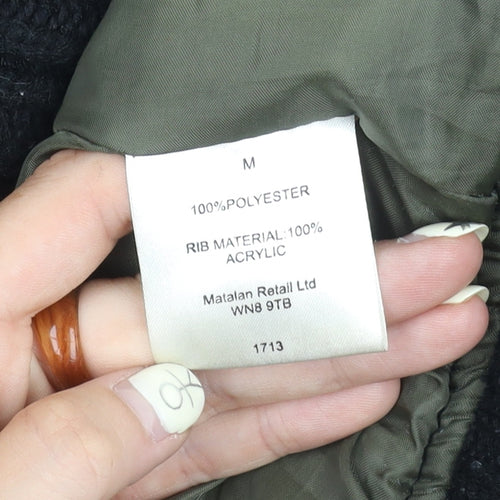Matalan Men's Black Puffer Jacket M Hooded Winter