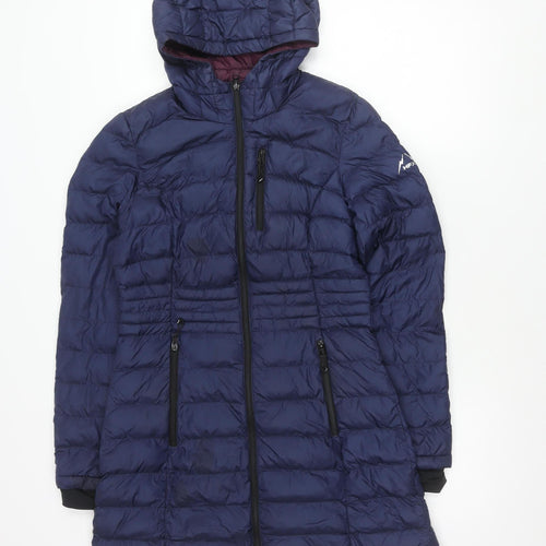 HFX Women's Blue Puffer Jacket S Hooded Zipped Pockets