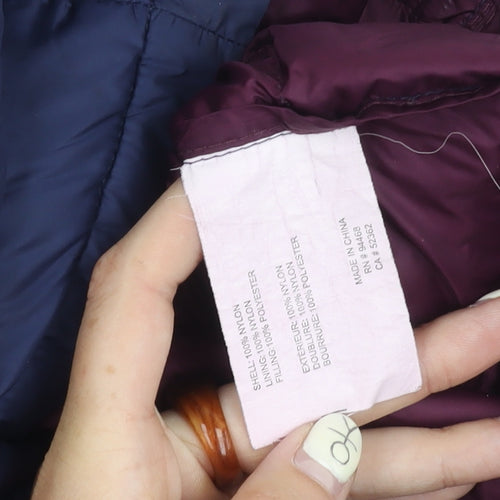 HFX Women's Blue Puffer Jacket S Hooded Zipped Pockets