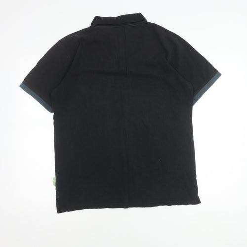 Twolegs Men's Black Cotton Polo Shirt L - Casual Classic
