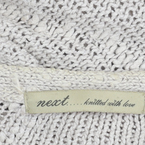 Next Women's Beige Cotton Open Front Cardigan Size 14 Open-Knit