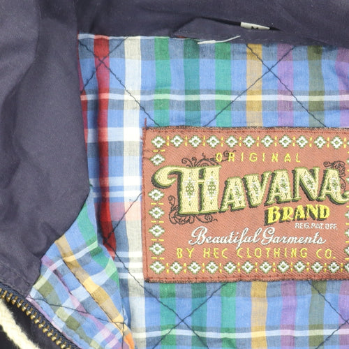Havana Unisex Blue Jacket M Plaid Polyester Cotton Casual