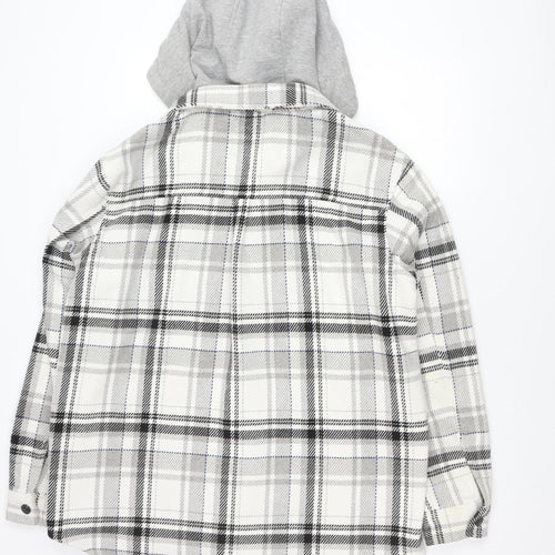Zara Men's Multicoloured Hooded Plaid Jacket L