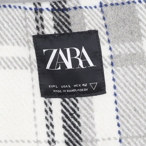 Zara Men's Multicoloured Hooded Plaid Jacket L