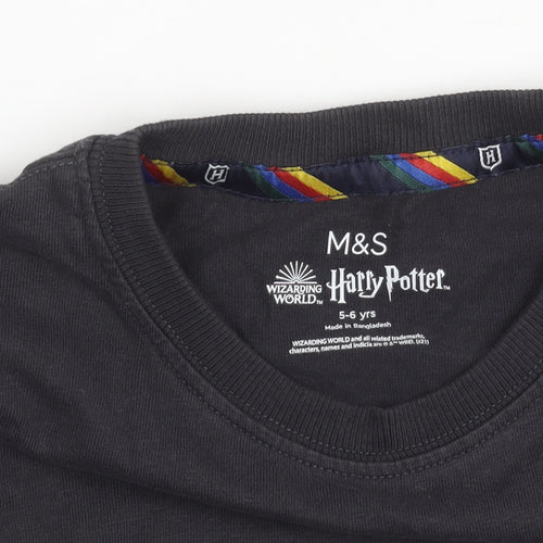 Marks & Spencer Boys Black Harry Potter Long Sleeve T-Shirt 5-6 Years