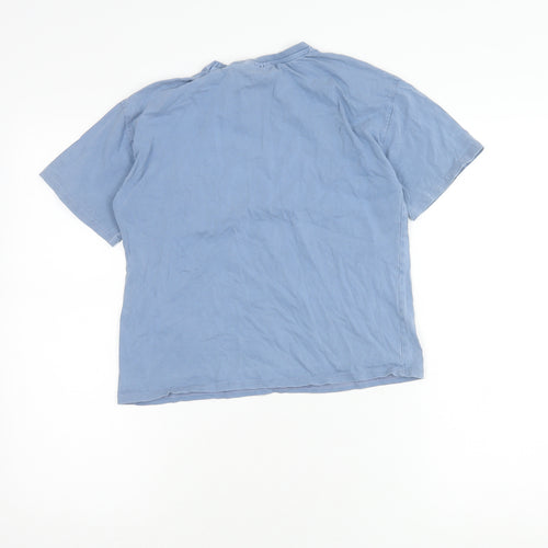 Zara Blue Women’s T-Shirt Size 10, Harvard Print