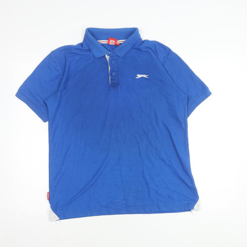 Slazenger Men's Blue Cotton Polo Shirt - Medium