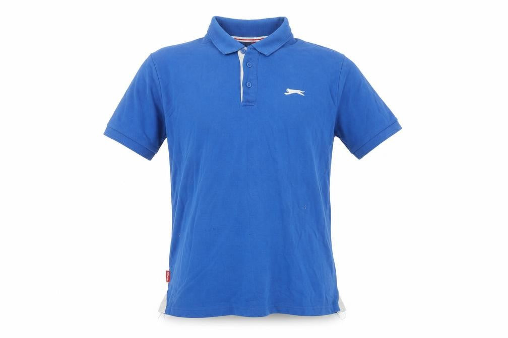 Front view of Slazenger Men's Blue Cotton Polo Shirt - Medium