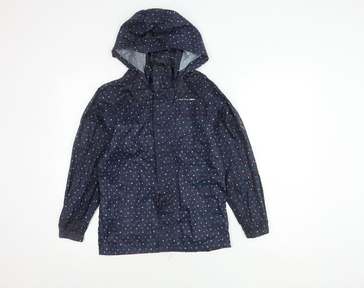Trespass Girls' Blue Polka Dot Rain Coat 9 Years