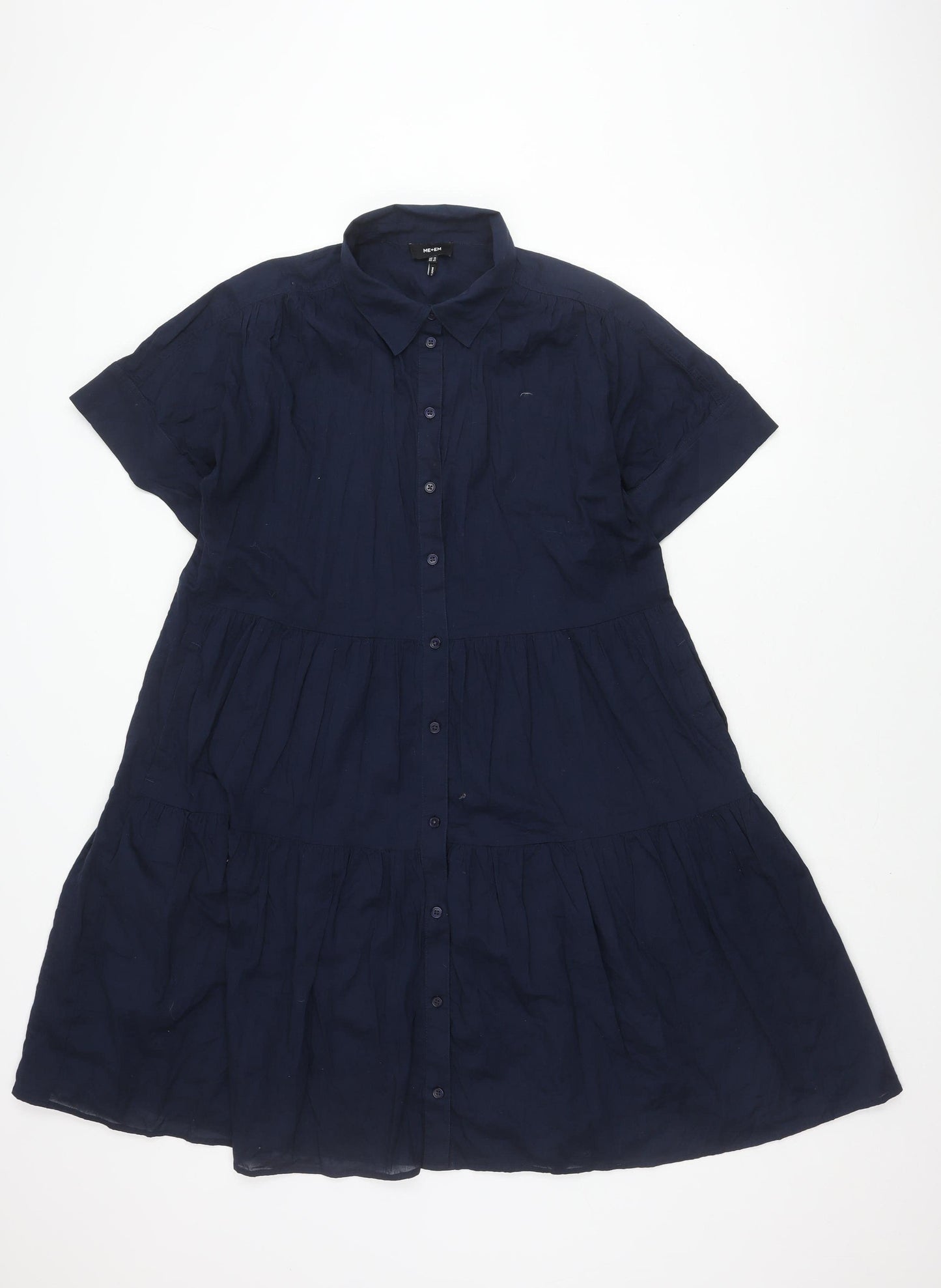 ME+EM Women's Blue Collared Button Dress Size 16