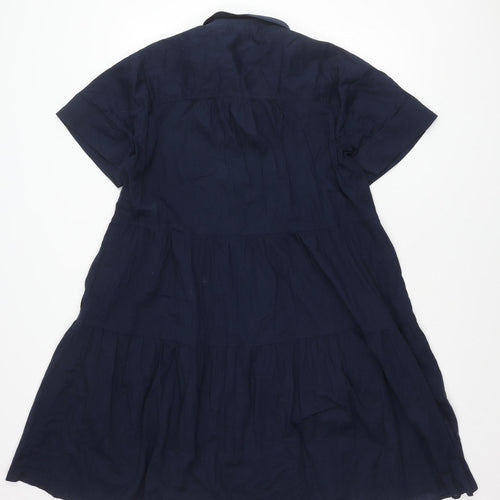 ME+EM Women's Blue Collared Button Dress Size 16