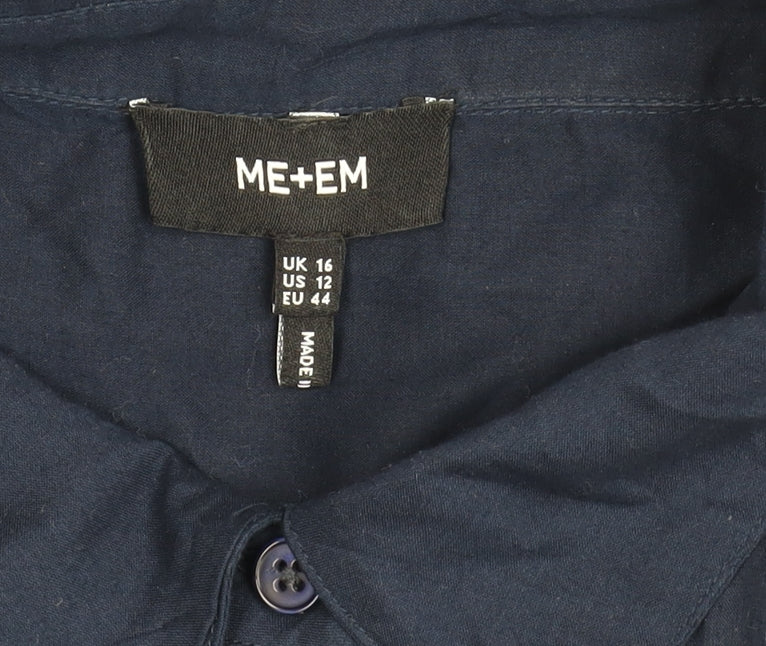 ME+EM Women's Blue Collared Button Dress Size 16