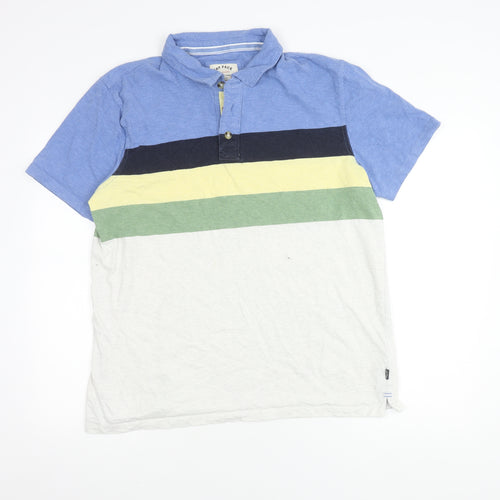 Fat Face Men's Blue Striped Polo Shirt XL