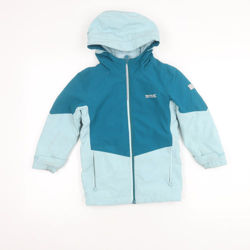 Regatta Girls Blue Parka Jacket 11 Years Hooded Mid-Length