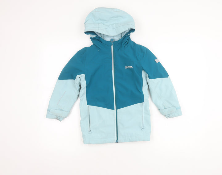 Regatta Girls Blue Parka Jacket 11 Years Hooded Mid-Length