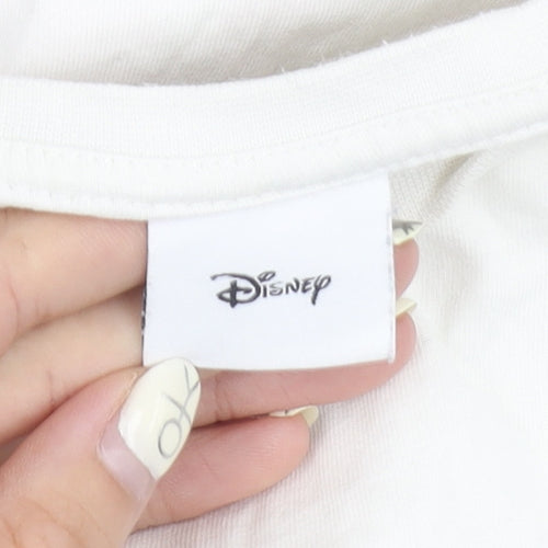 Disney Women White T-Shirt with Fringe - Size 26