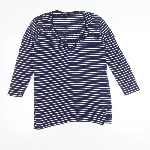 Baukjen Women's Blue Striped V-Neck Tunic Top, Size 14