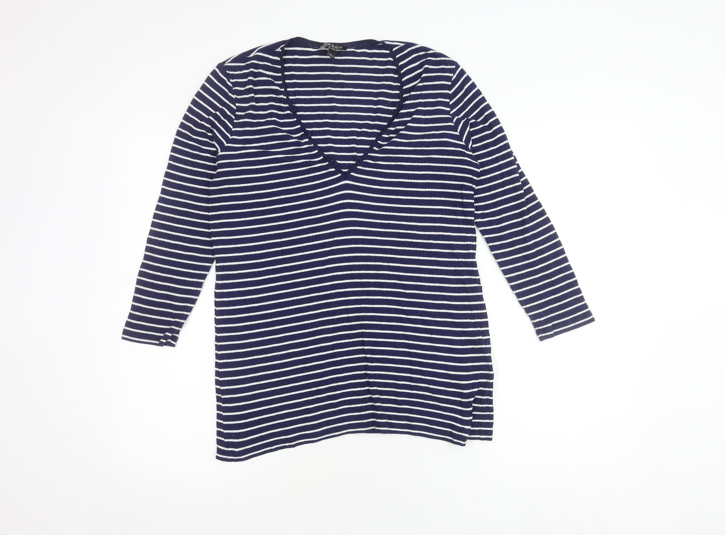 Baukjen Women's Blue Striped V-Neck Tunic Top, Size 14