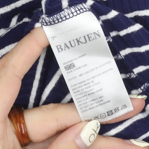 Baukjen Women's Blue Striped V-Neck Tunic Top, Size 14