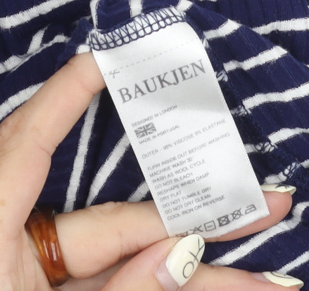 Baukjen Women's Blue Striped V-Neck Tunic Top, Size 14