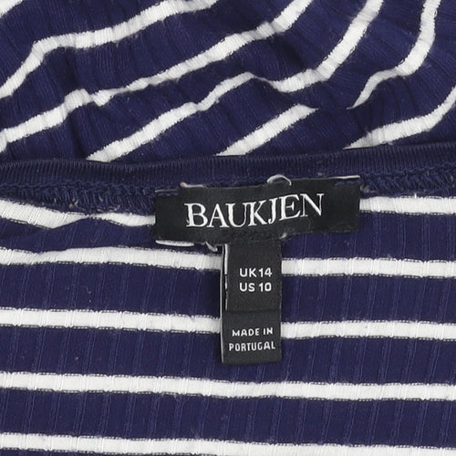 Baukjen Women's Blue Striped V-Neck Tunic Top, Size 14