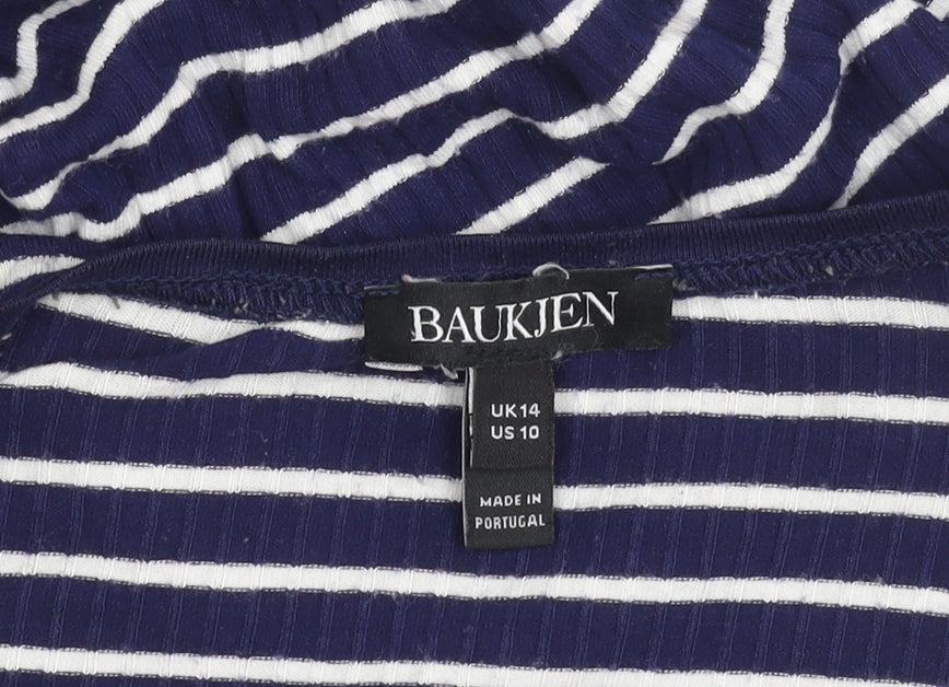 Baukjen Women's Blue Striped V-Neck Tunic Top, Size 14