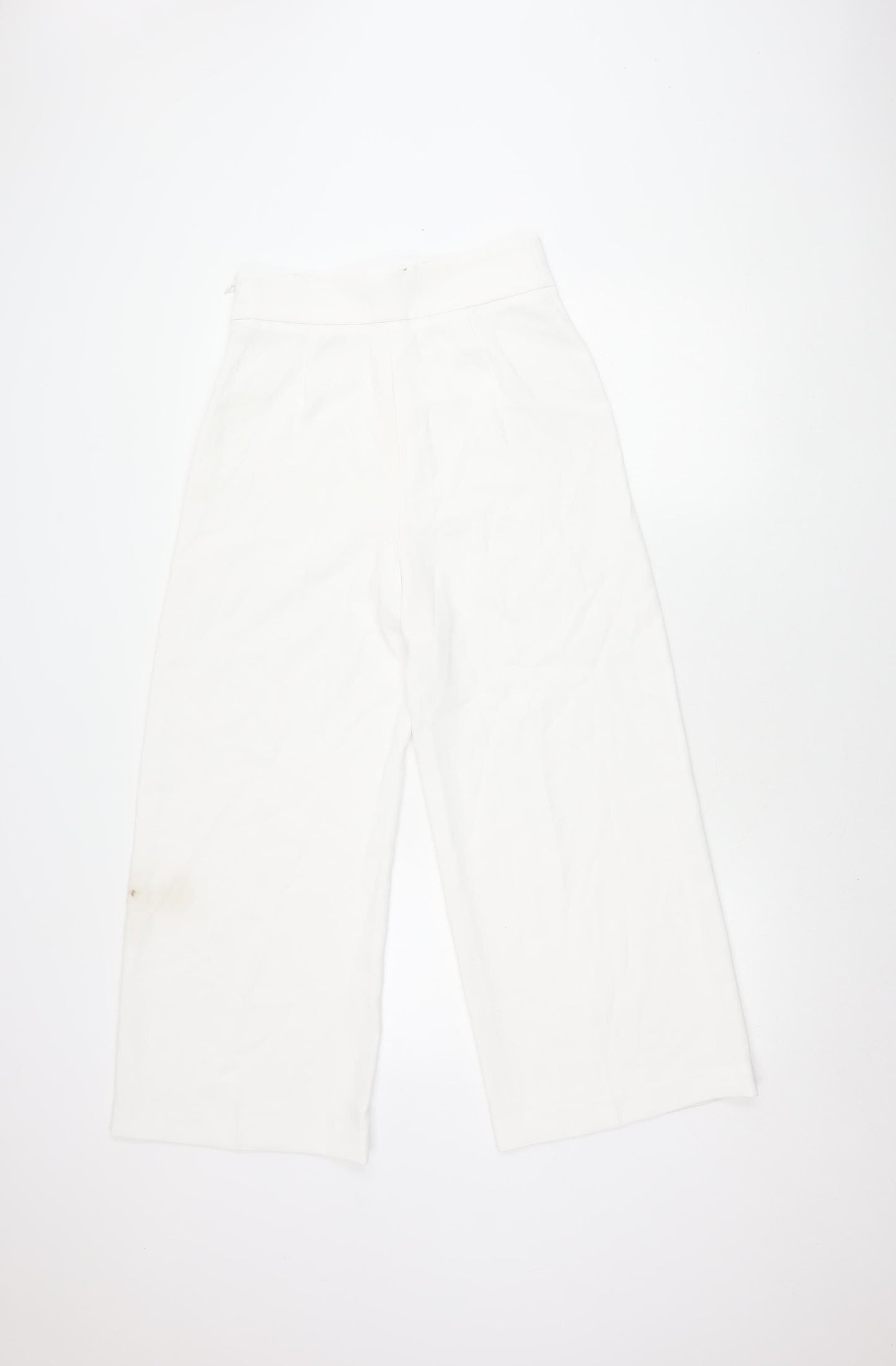 Zara Women's White Cropped Wide-Leg Trousers S