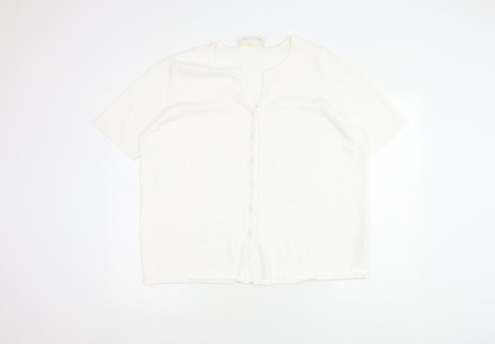 Ann Harvey Women's White Button-Up Top Size 20