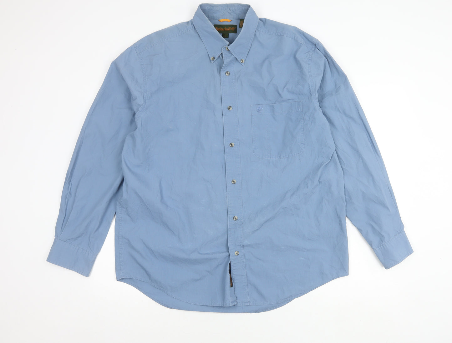 Timberland Men's Blue Casual Shirt - Long Sleeve, Large