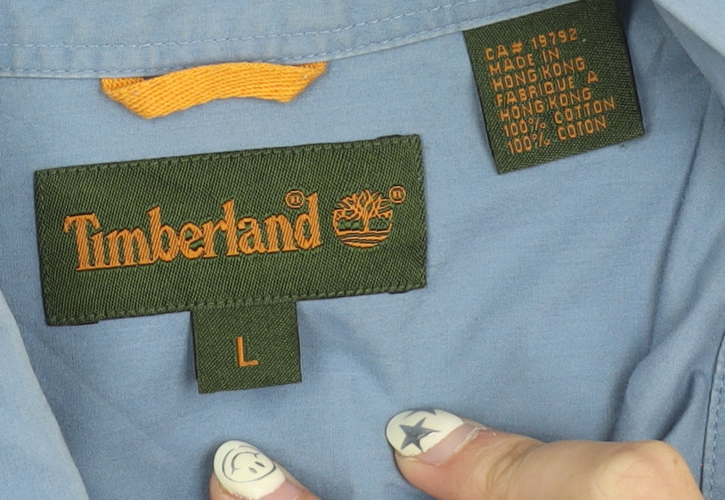 Timberland Men's Blue Casual Shirt - Long Sleeve, Large
