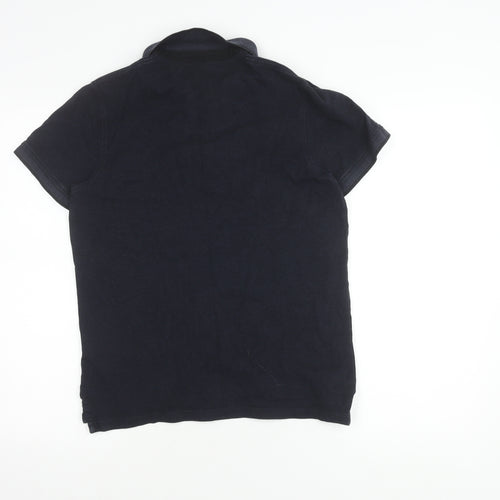 Jack & Jones Men's Black Cotton Polo, Medium Size