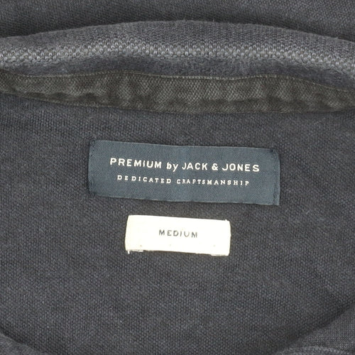 Jack & Jones Men's Black Cotton Polo, Medium Size