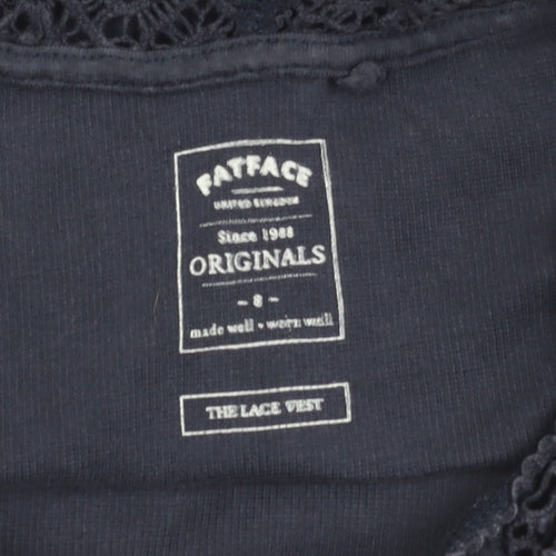 FatFace Women's Blue Lace Tank Top - Size 8