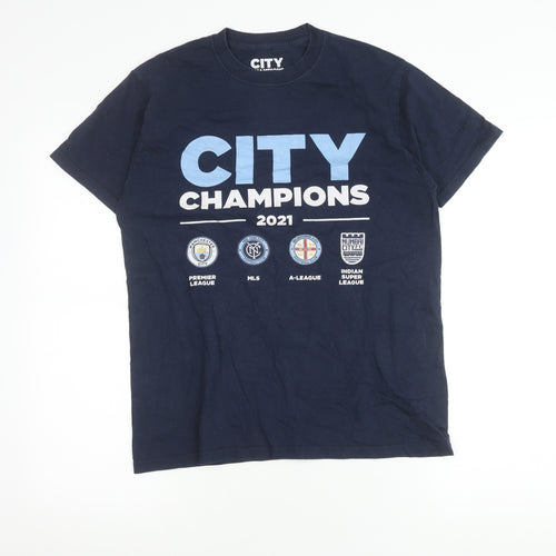 City Champions Men's Blue Sports T-Shirt, S, Graphic Logo