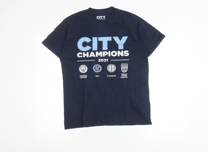 City Champions Men's Blue Sports T-Shirt, S, Graphic Logo