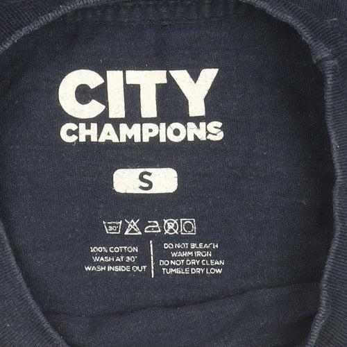 City Champions Men's Blue Sports T-Shirt, S, Graphic Logo