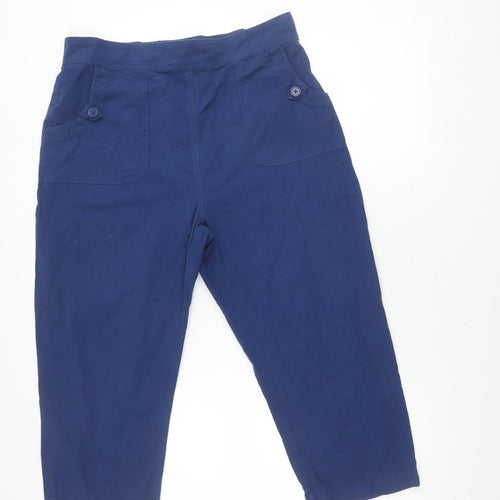 ISLE Women’s Blue Cropped Cotton Trousers Size 14