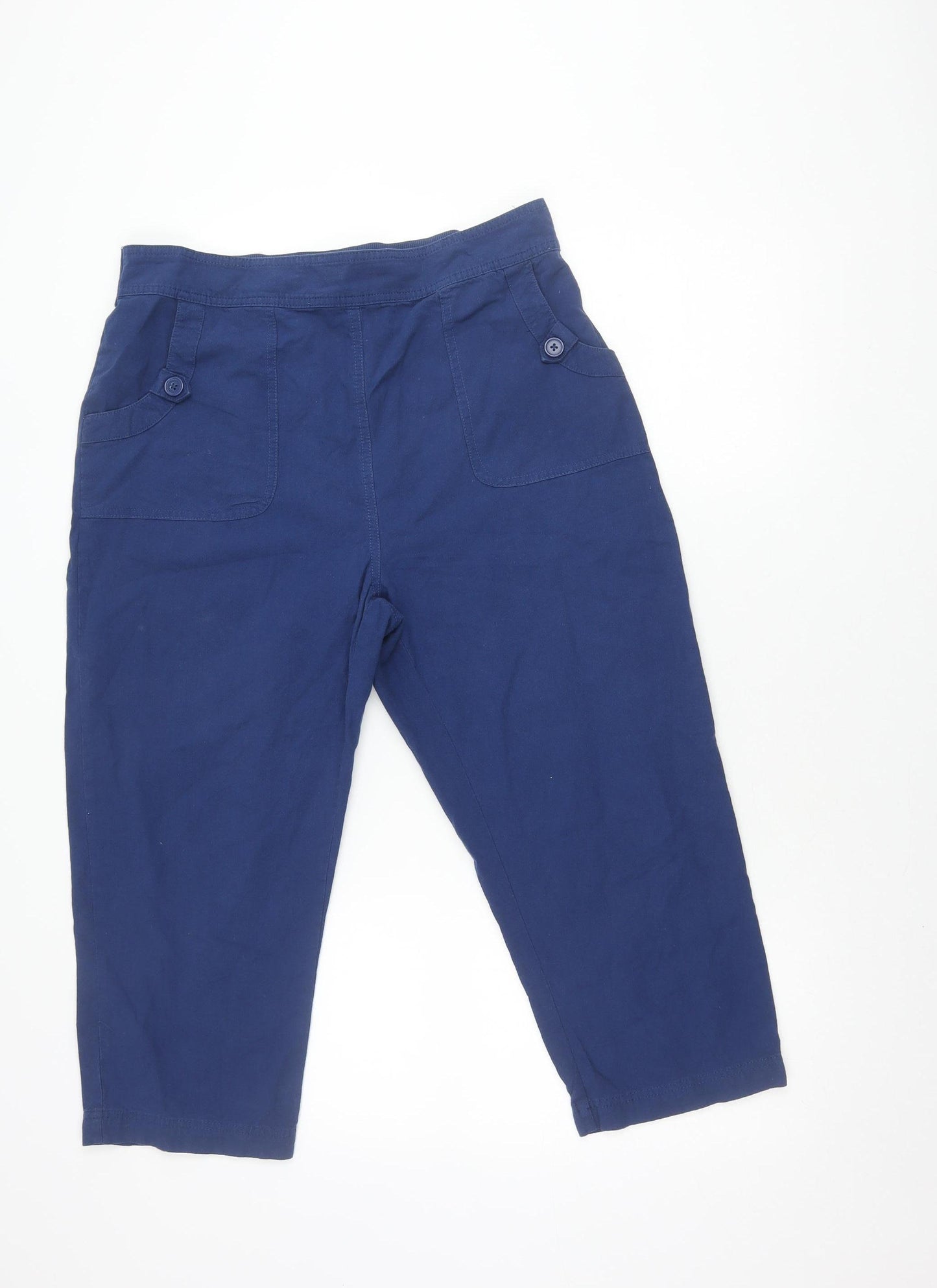 ISLE Women’s Blue Cropped Cotton Trousers Size 14