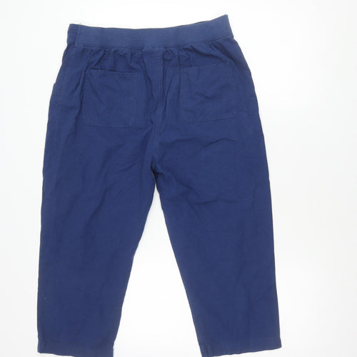 ISLE Women’s Blue Cropped Cotton Trousers Size 14