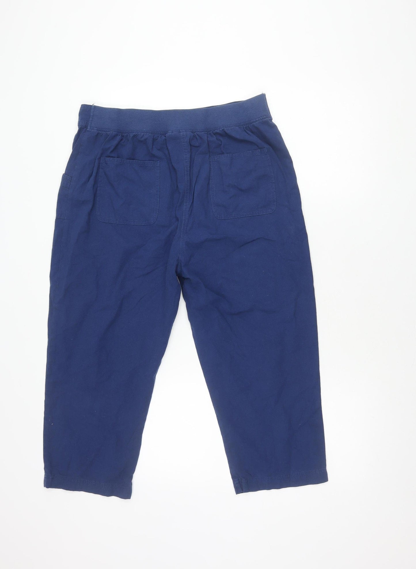 ISLE Women’s Blue Cropped Cotton Trousers Size 14