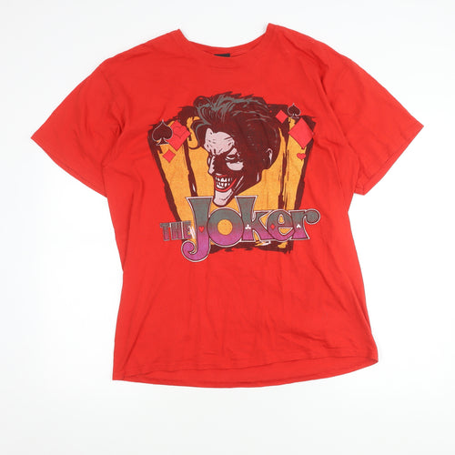 Batman Men's Red Joker Graphic Cotton T-Shirt, Size L